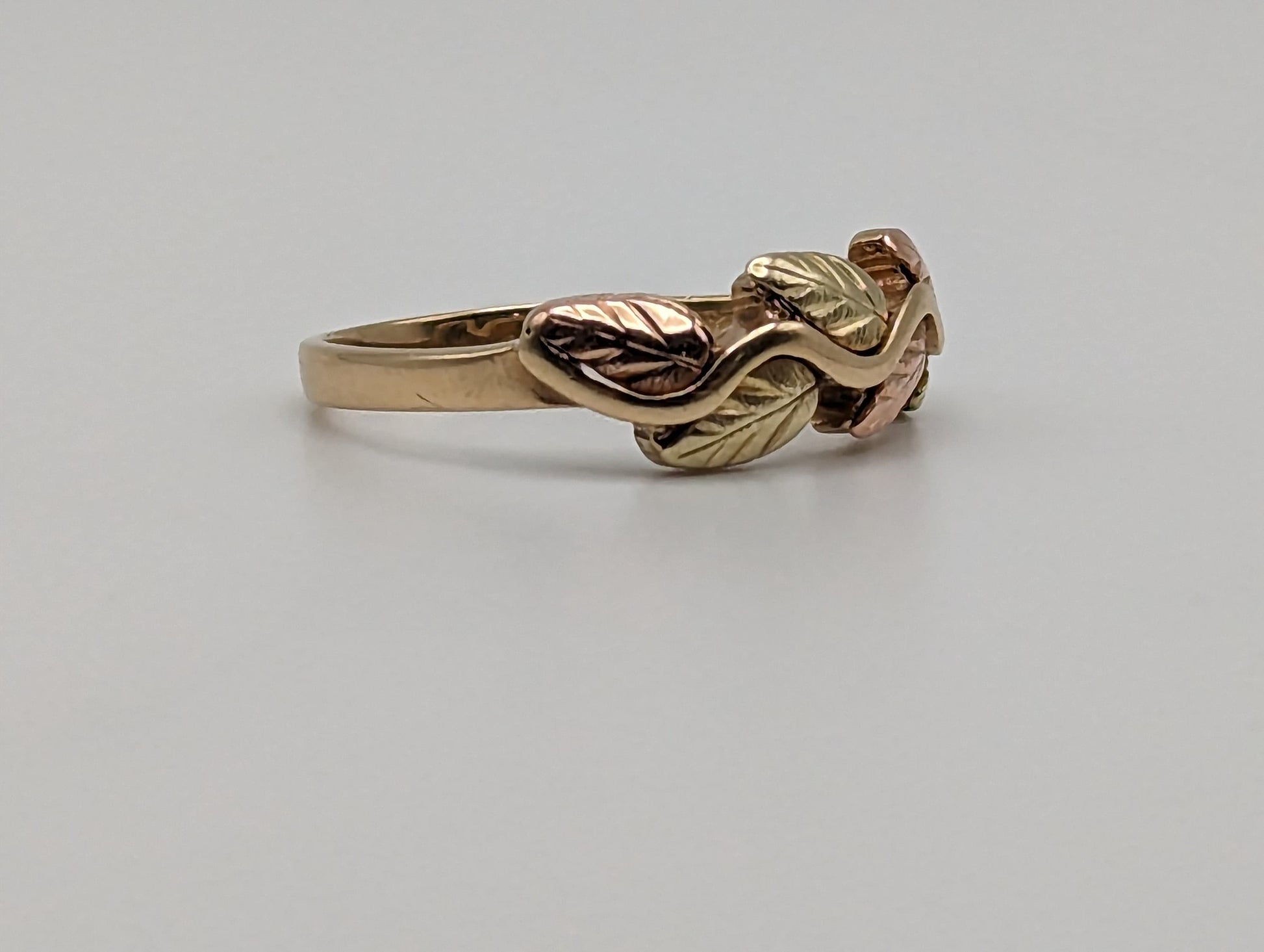 10k 12k Black Hills Gold Promise Ring Multi-tone Gold Black Hills Signet Ring 10k/12k Black Hill Band. Rose Gold Leaf Ring.