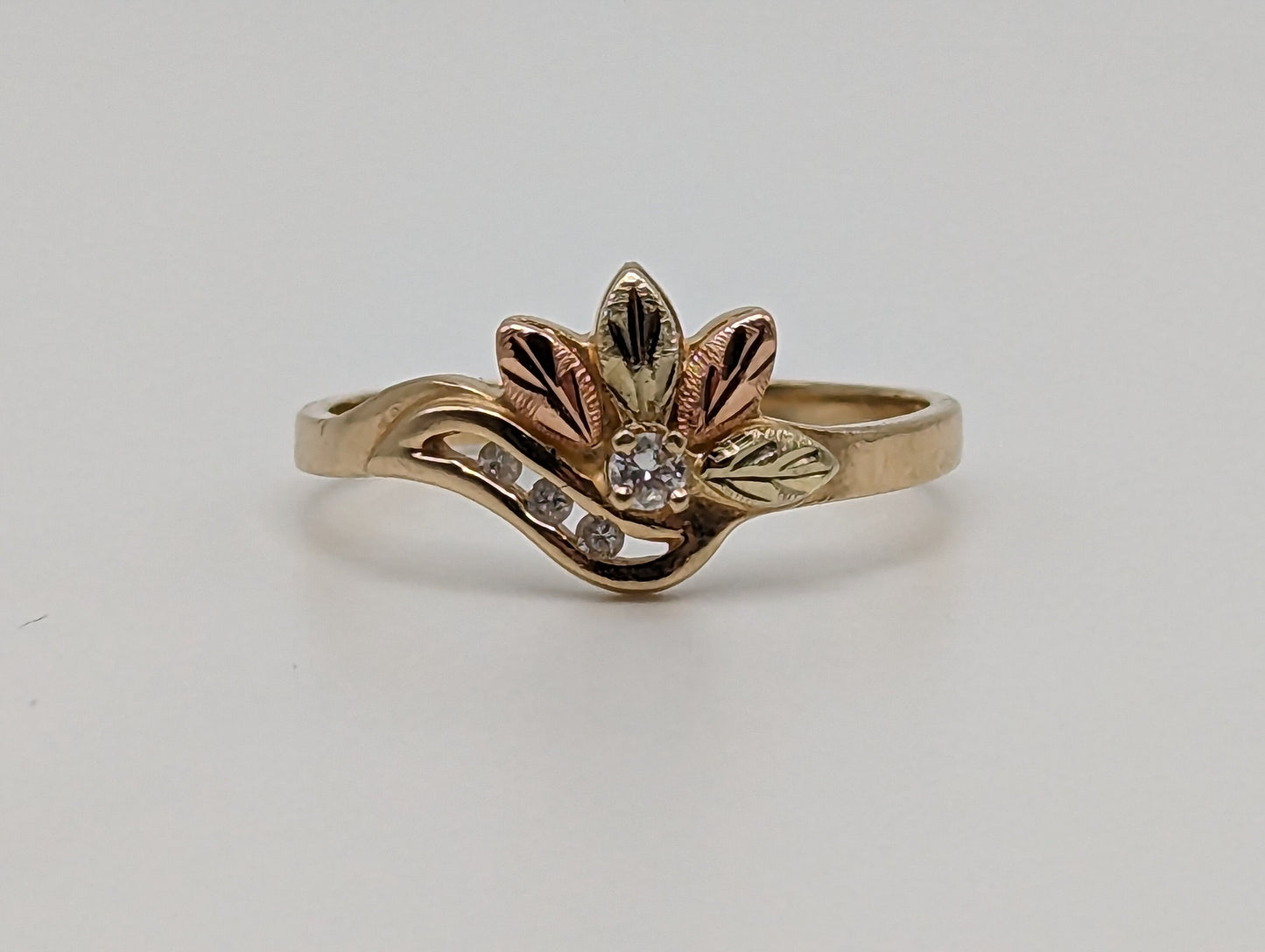 10k 12k Diamond Black Hills Gold Promise Ring Multi-tone Gold Black Hills Engagement Ring Gold Wedding Band. Rose Gold Diamond Ring.