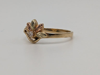 10k 12k Diamond Black Hills Gold Promise Ring Multi-tone Gold Black Hills Engagement Ring Gold Wedding Band. Rose Gold Diamond Ring.