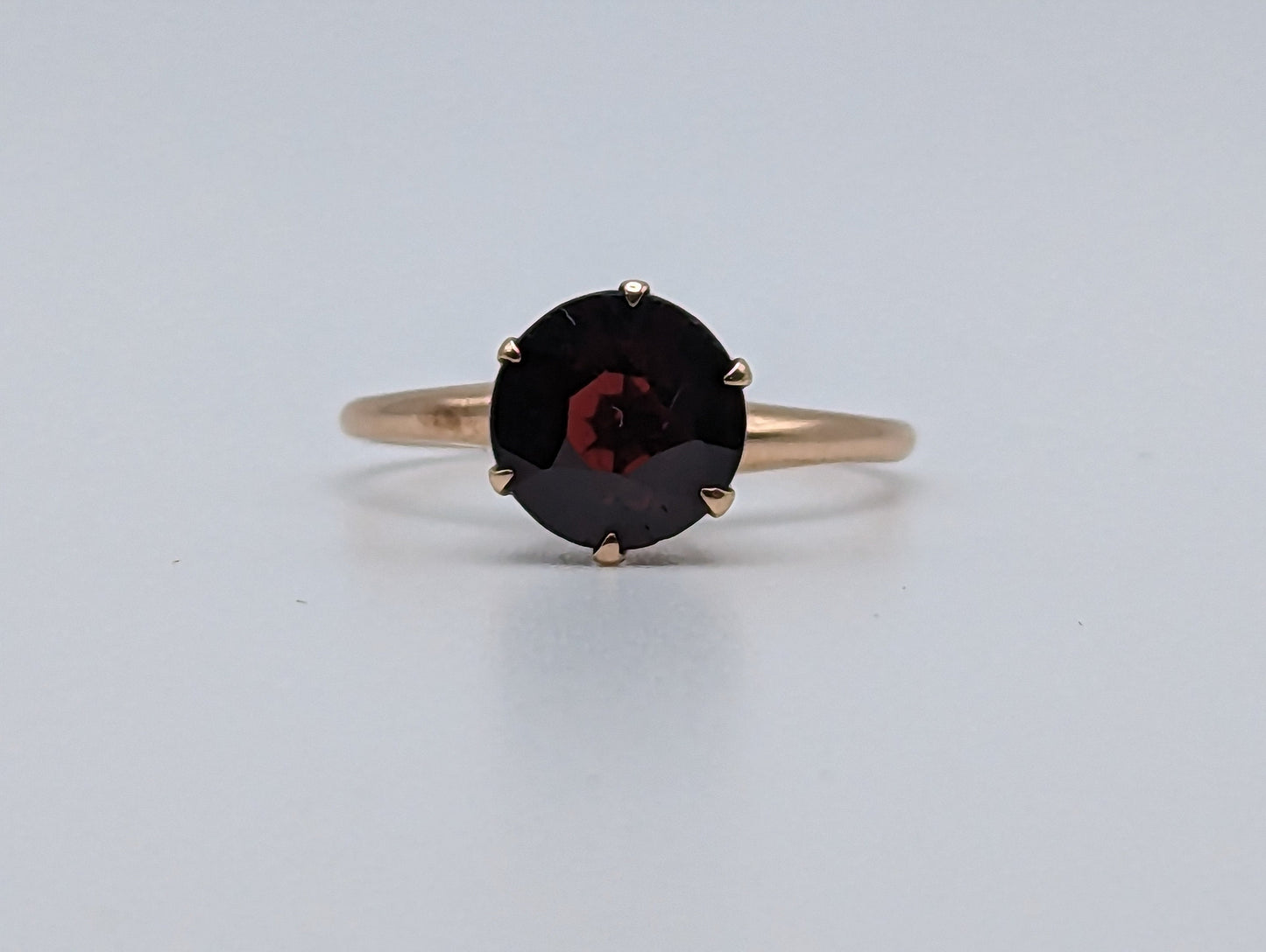 Vintage 10k Yellow Gold Solitaire 2ct Garnet Stone Ring in Cathedral setting Gold Victorian Claw. 10k Gold Promise Ring.