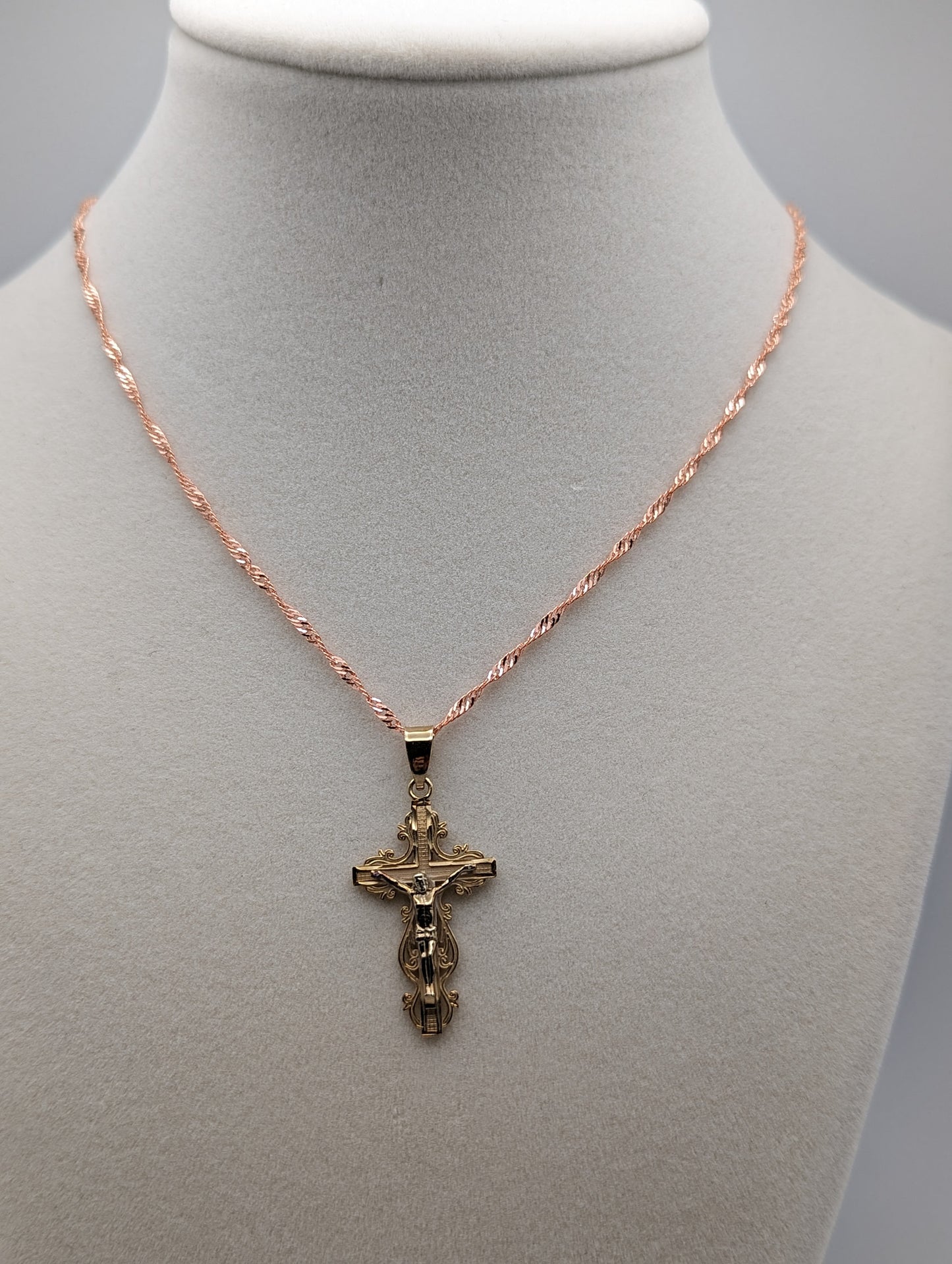 14k Gold Jesus Crucifix Cross Pendant Necklace. 14k Yellow Gold Crucifix. 14k Yellow Gold Cross Pendant + Complimentary 18k GF Necklace