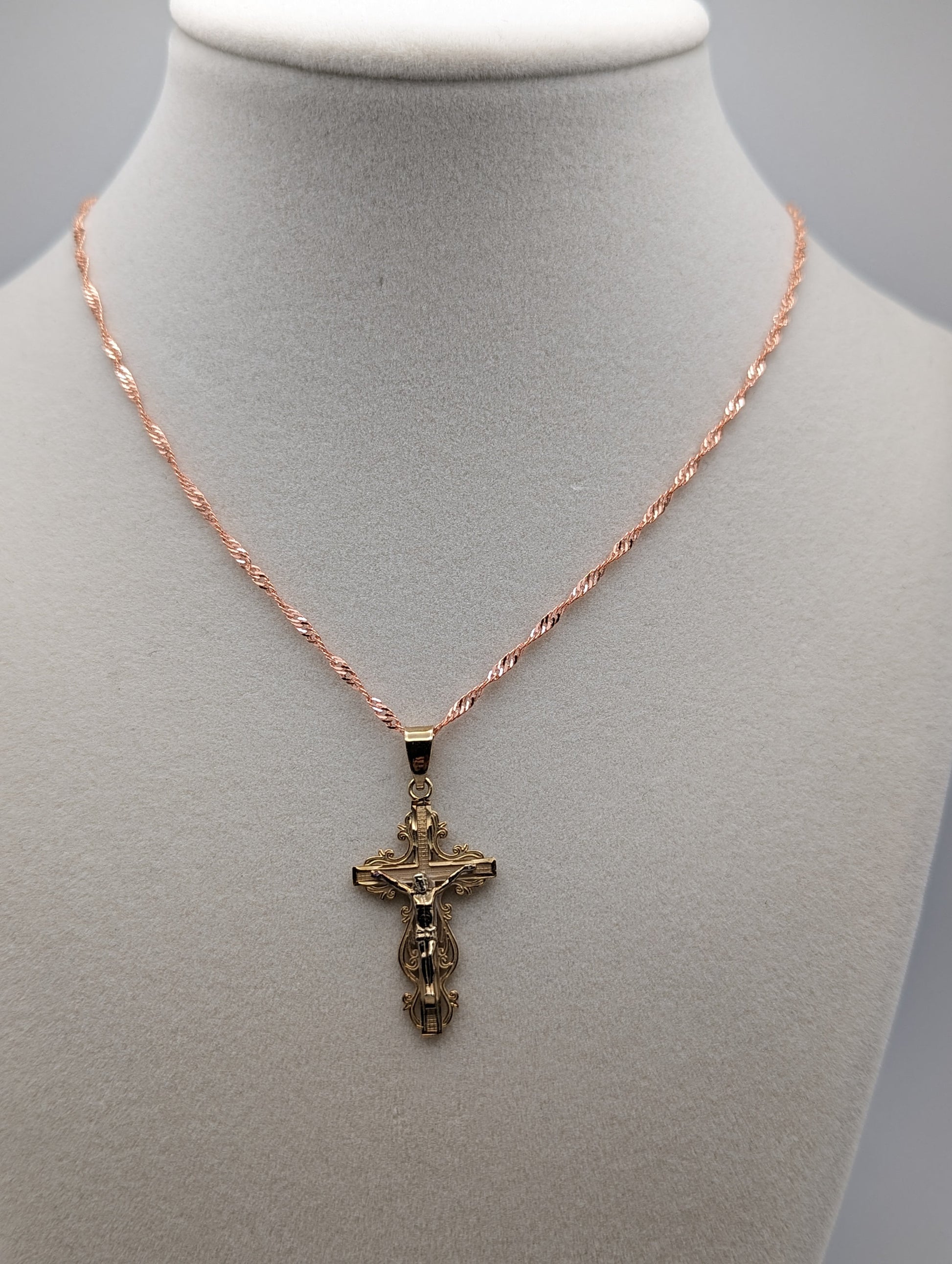 14k Gold Jesus Crucifix Cross Pendant Necklace. 14k Yellow Gold Crucifix. 14k Yellow Gold Cross Pendant + Complimentary 18k GF Necklace