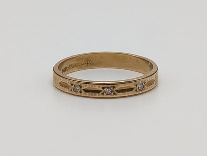 14k Yellow Gold Diamond Wedding Ring. 14k Yellow Gold Wedding Band. Antique 14k Wedding Ring.