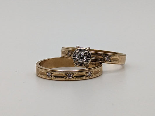 14k Yellow Gold Diamond Engagement Ring. 14k Yellow Gold Engagement Promise Ring. Antique 14k Diamond Solitare.