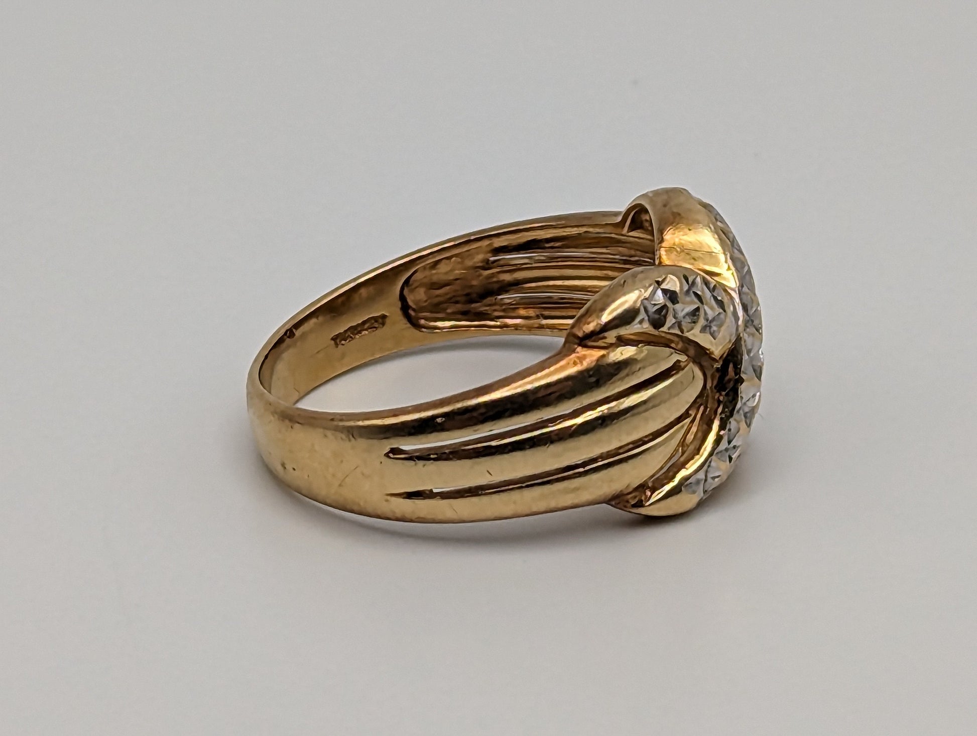 Heavy White & Yellow Gold 14k X Design Ring. Multi-Band X Ring. Solid Gold X Ring.