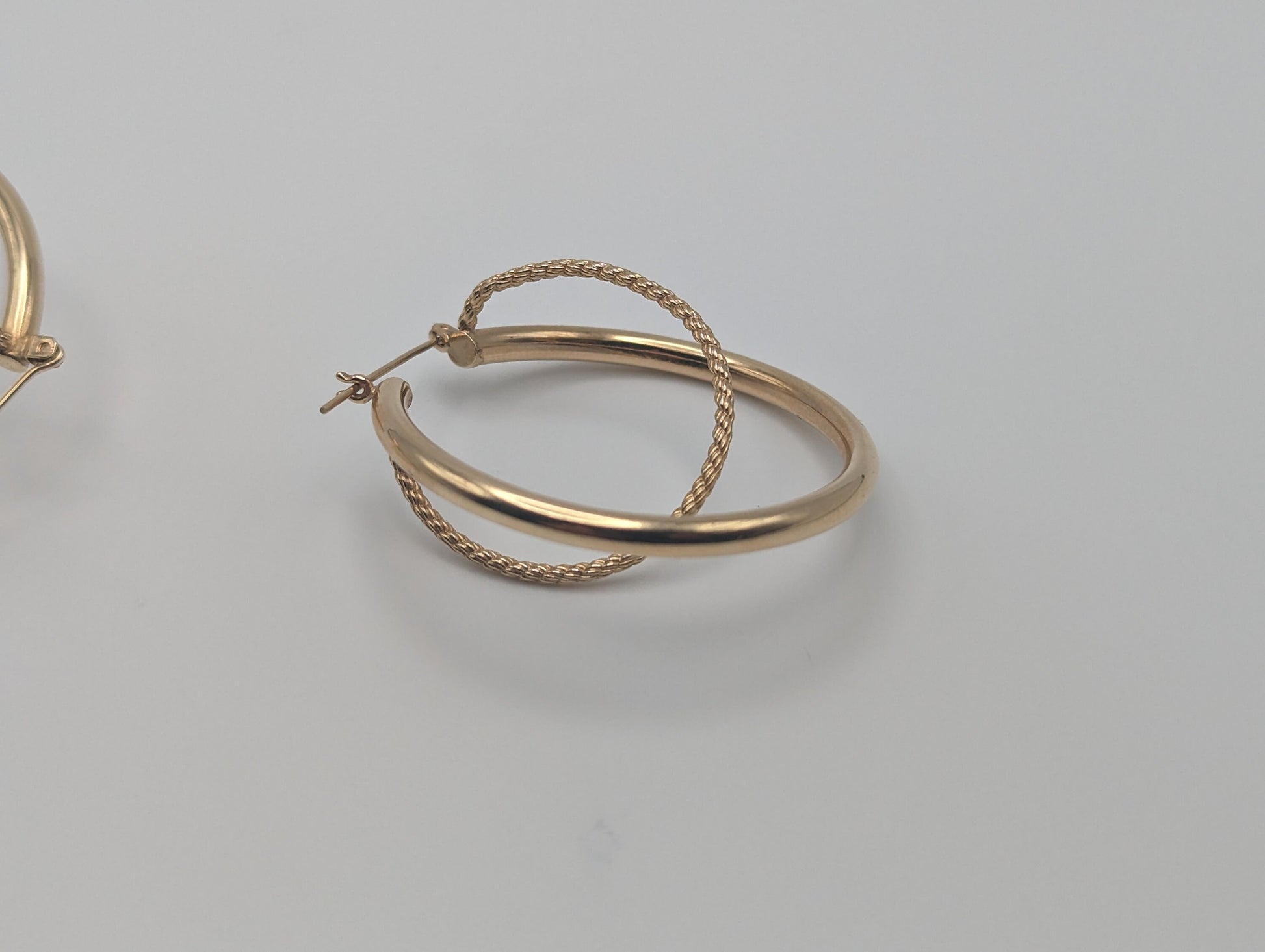 Large 14k Gold Twisted Hoop Earrings. 3" Intertwined Twisted Double Wire Hoop Earrings Real Solid 14K Yellow Gold