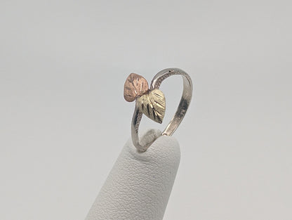 Sterling Silver 10k Gold Leaf Black Hills Gold Ring. Black Hills Gold Leaf Women's Ring. Sterling Silver Antique Gold Leaf Ring.