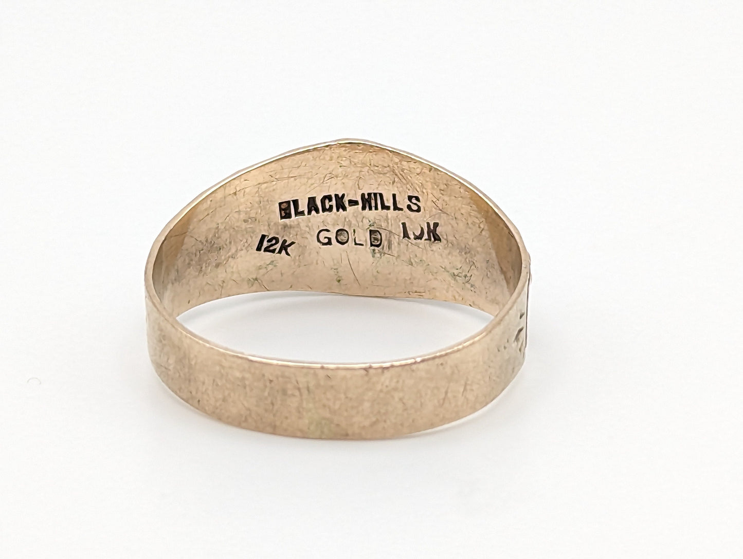 Heavy Black Hills Gold Ring. 10k Multi-tone Gold Black Hills Signet Ring. 10k/12k Black Hill Band. Rose Gold Flower Vine Ring.