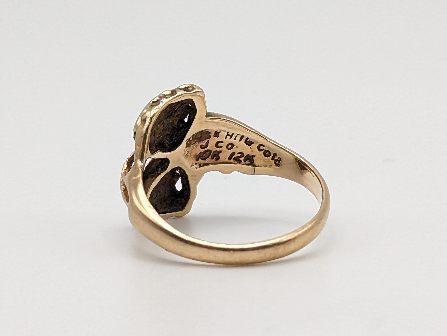 Black Hills Gold Ring. 10k Multi-tone Gold Black Hills Signet Ring. 10k/12k Black Hill Band. Rose Gold Flower Vine Ring.