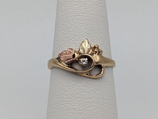 10k Diamond Black Hills Gold Ring. 10k Multi-tone Gold Black Hills Engagement Ring. 10k Black Hill Wedding Band. Rose Gold Diamond Ring.