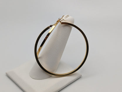 Large 2" 14k Gold 50 mm Hoop Earrings. XL Hoop Earrings Real Solid 14K Yellow Gold. Solid Gold Hoops.
