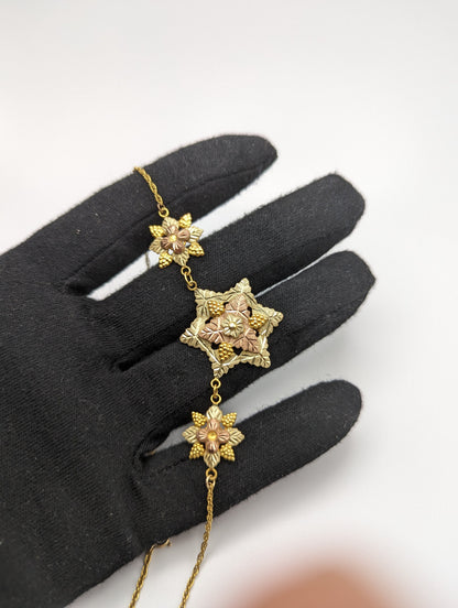 10k 12k Very Large Black Hills Green Rose Gold Leaf & Vine Pendant w Necklace Chain. 10k Black Hills Gold Vine Necklace Pendant