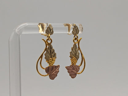 10k 12k Black Hills Gold Traditional 10k Gold Vine Dangel Earrings Rose Gold Black Hills Gold Trio Gold Vine Leaf Earrings