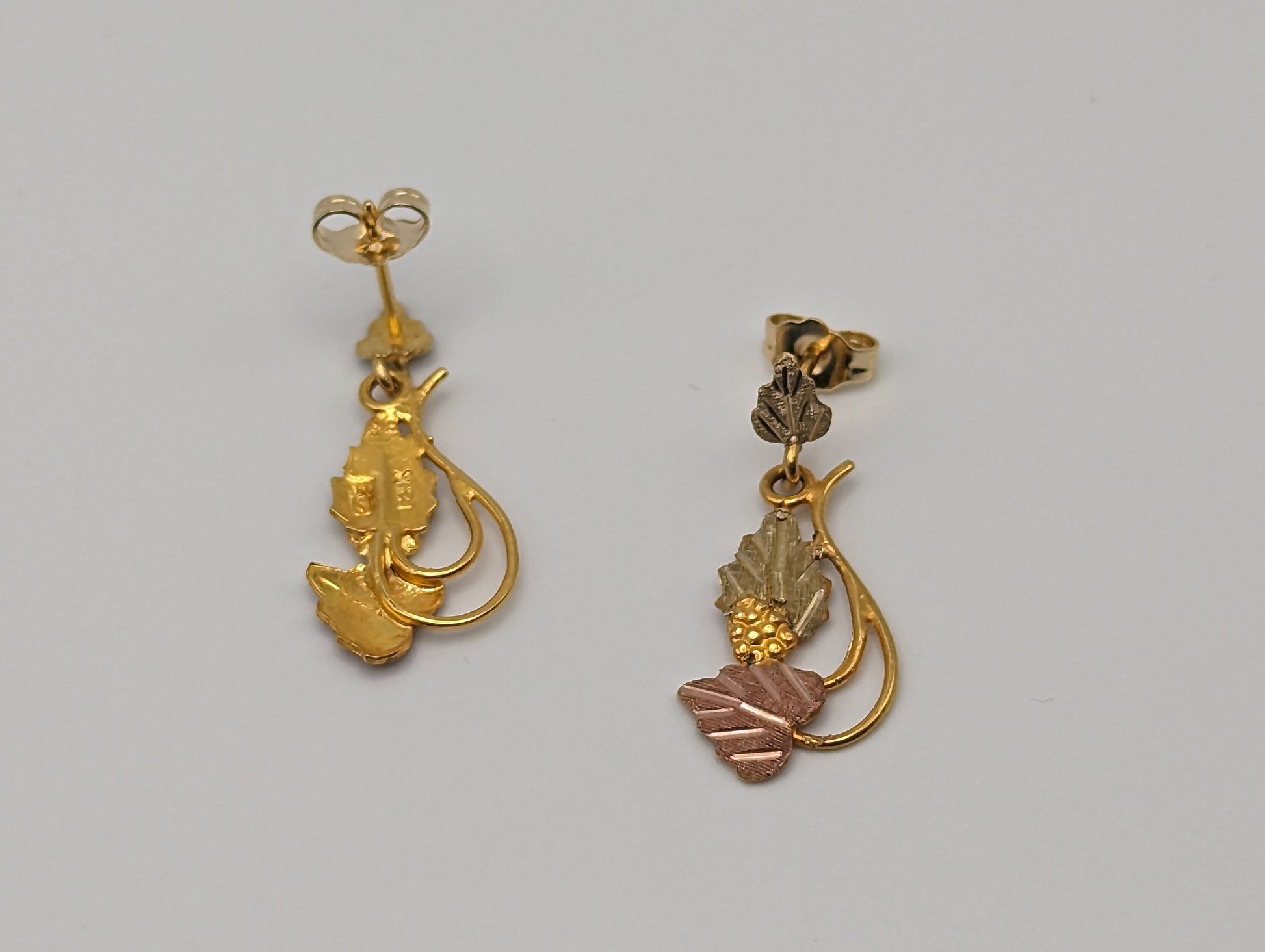 10k 12k Black Hills Gold Traditional 10k Gold Vine Dangel Earrings Rose Gold Black Hills Gold Trio Gold Vine Leaf Earrings