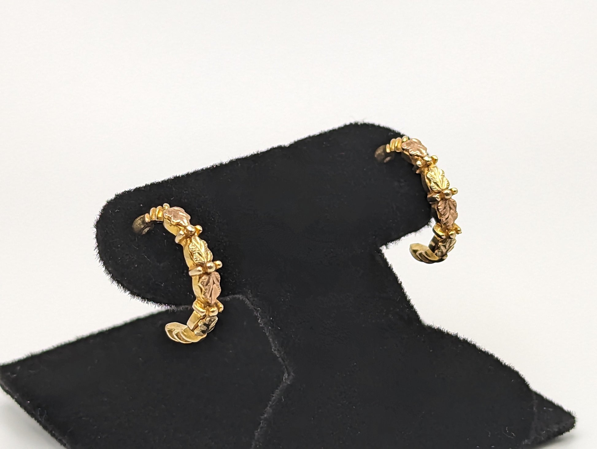 10k Black Hills Gold Hoop Earrings Tri Color Vintage Pierced Studs Gold Hoop Earrings BHG