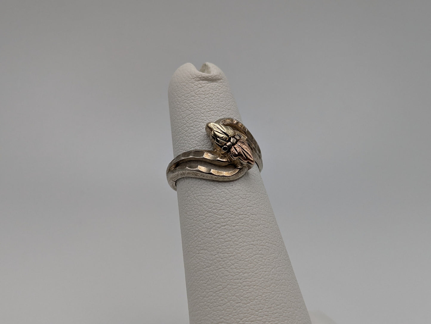 10k 12k Sterling Silver Leaf Black Hills Gold Promise Ring. Sterling Silver Antique Gold Leaf Ring Gold Leaf Ring.