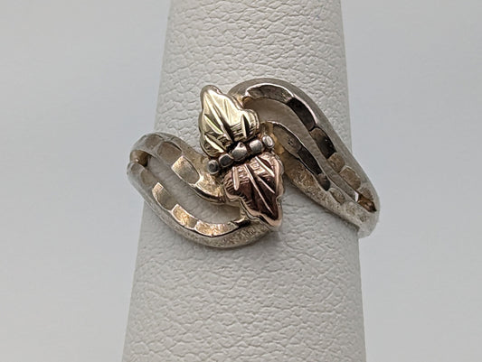 10k 12k Sterling Silver Leaf Black Hills Gold Promise Ring. Sterling Silver Antique Gold Leaf Ring Gold Leaf Ring.