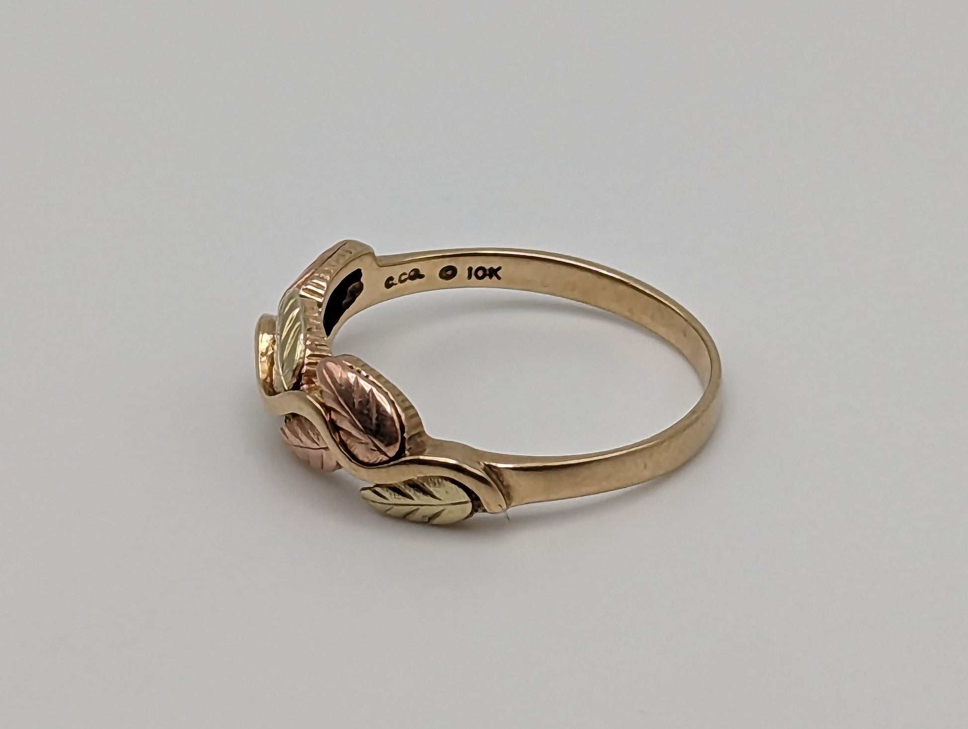 10k 12k Black Hills Gold Promise Ring Multi-tone Gold Black Hills Signet Ring 10k/12k Black Hill Band. Rose Gold Leaf Ring.