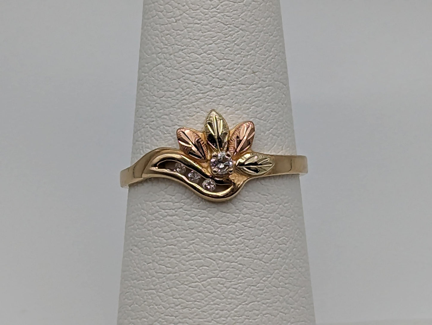 10k 12k Diamond Black Hills Gold Promise Ring Multi-tone Gold Black Hills Engagement Ring Gold Wedding Band. Rose Gold Diamond Ring.