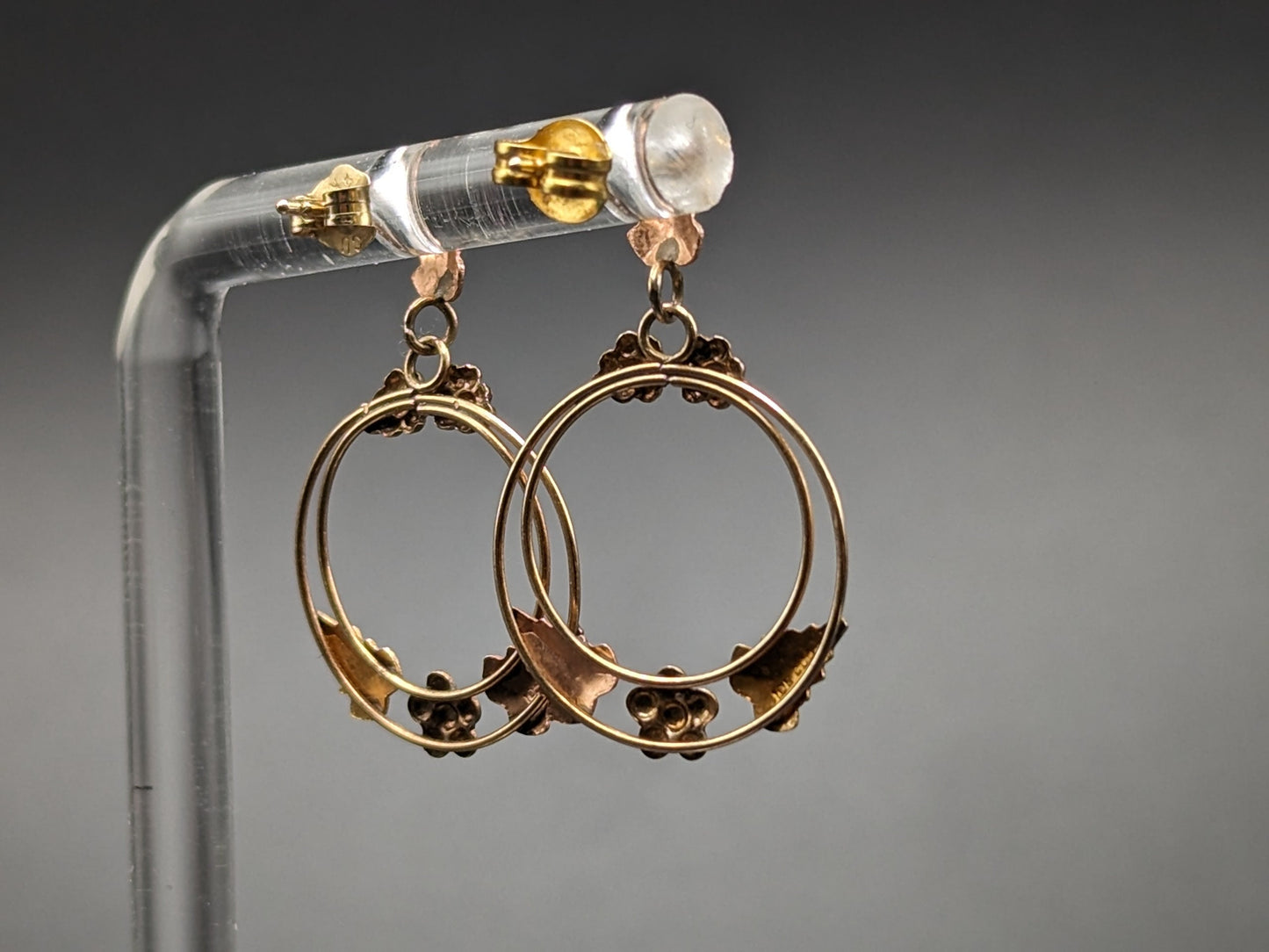10k 12k Black Hills Gold Traditional 10k Gold Vine Hoop Earrings Rose Gold Black Hills Gold Trio Gold Vine Leaf Earrings