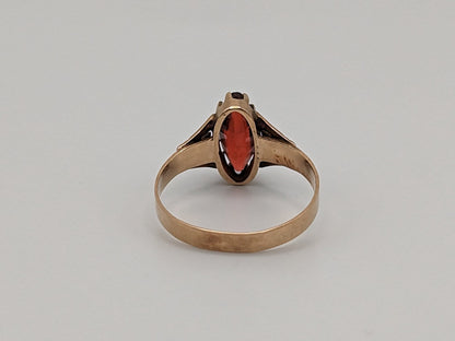 Antique 10k Yellow Gold Solitaire 1ct Garnet Stone Victorian Ring Red Garnet 10k Gold Promise Ring.