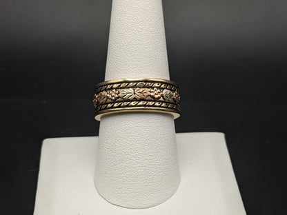 10k 12k Signet Ring 9mm Wide Wedding Band Black Hills Gold Vine Leaf Statement Engagement