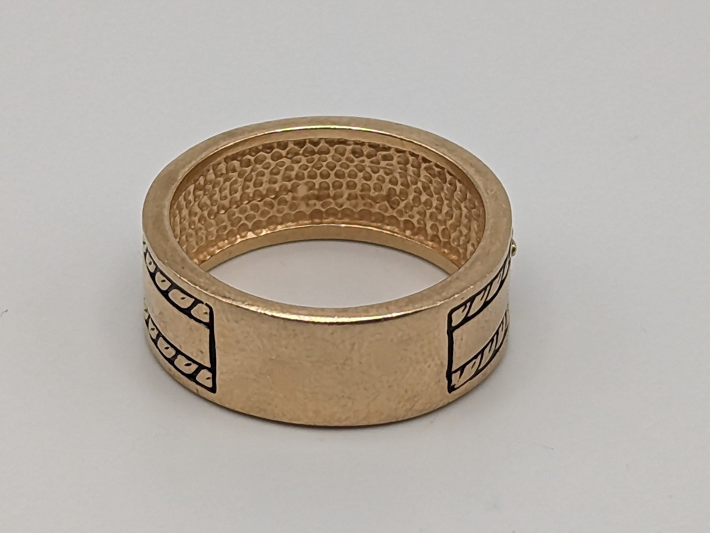 10k 12k Signet Ring 9mm Wide Wedding Band Black Hills Gold Vine Leaf Statement Engagement