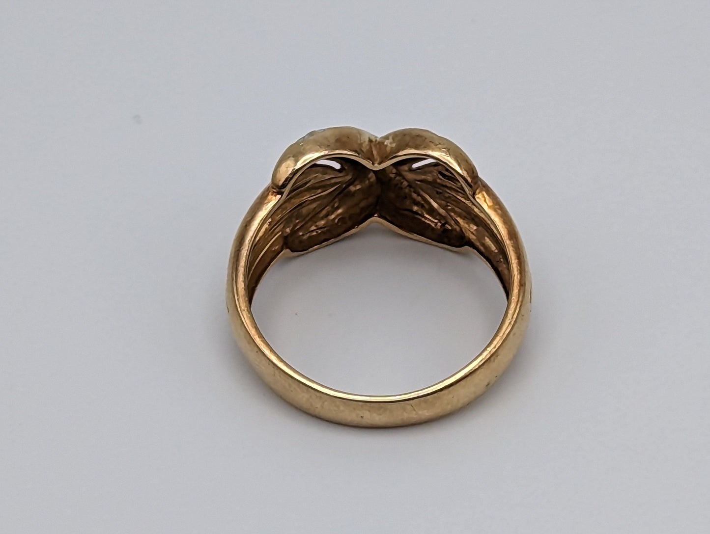 Heavy White & Yellow Gold 14k X Design Ring. Multi-Band X Ring. Solid Gold X Ring.