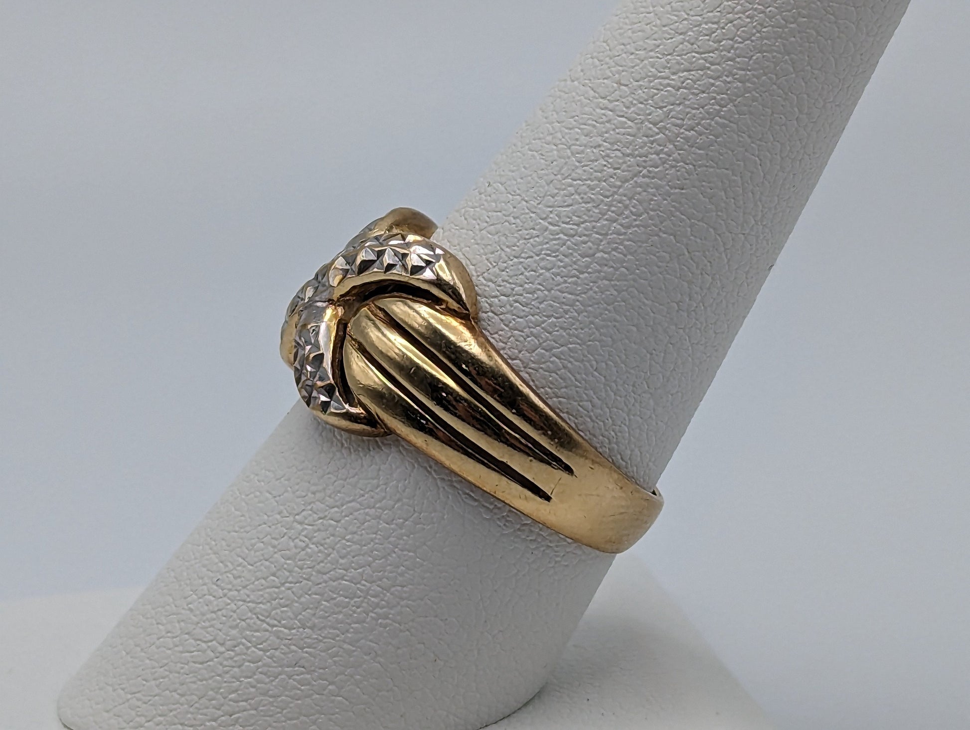 Heavy White & Yellow Gold 14k X Design Ring. Multi-Band X Ring. Solid Gold X Ring.