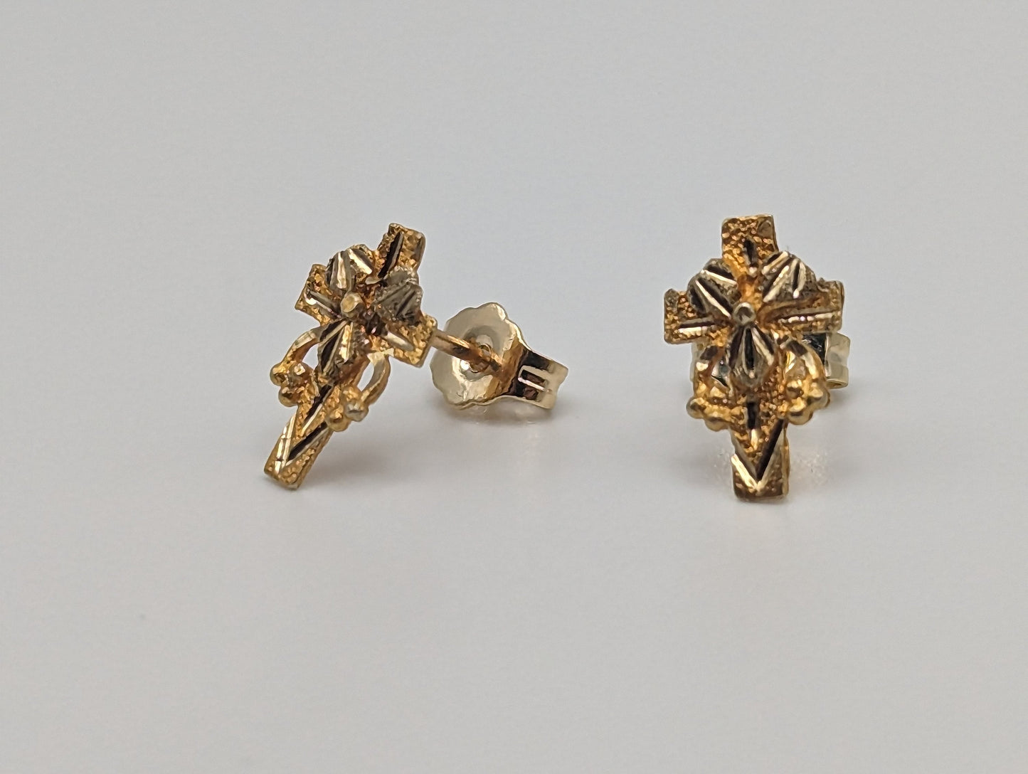 10k 12k Black Hills Gold Cross Earrings Tri Color Vintage Pierced Studs Gold Cross Earrings BHG