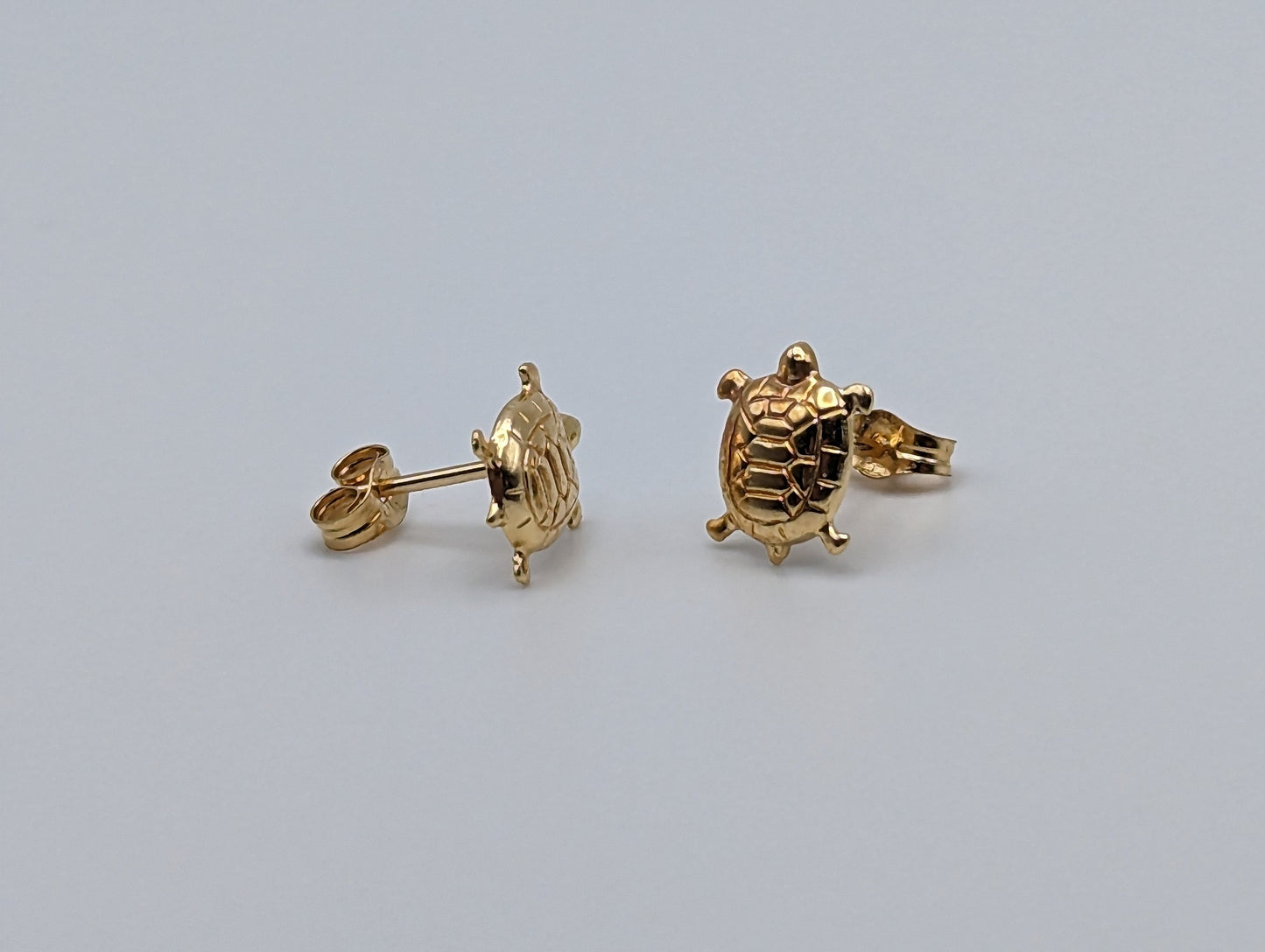 Dainty Turtle Solid Gold 18K Yellow Gold Turtle Stud Earrings