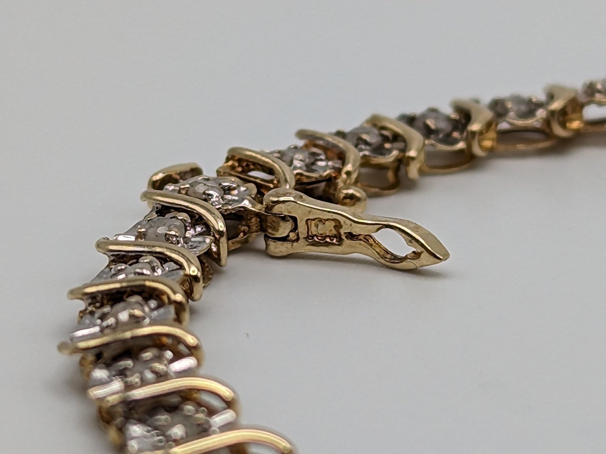 10k Yellow White .85ct Diamond Tennis Bracelet Solid Two Tone Gold S Design Diamond Bracelet.