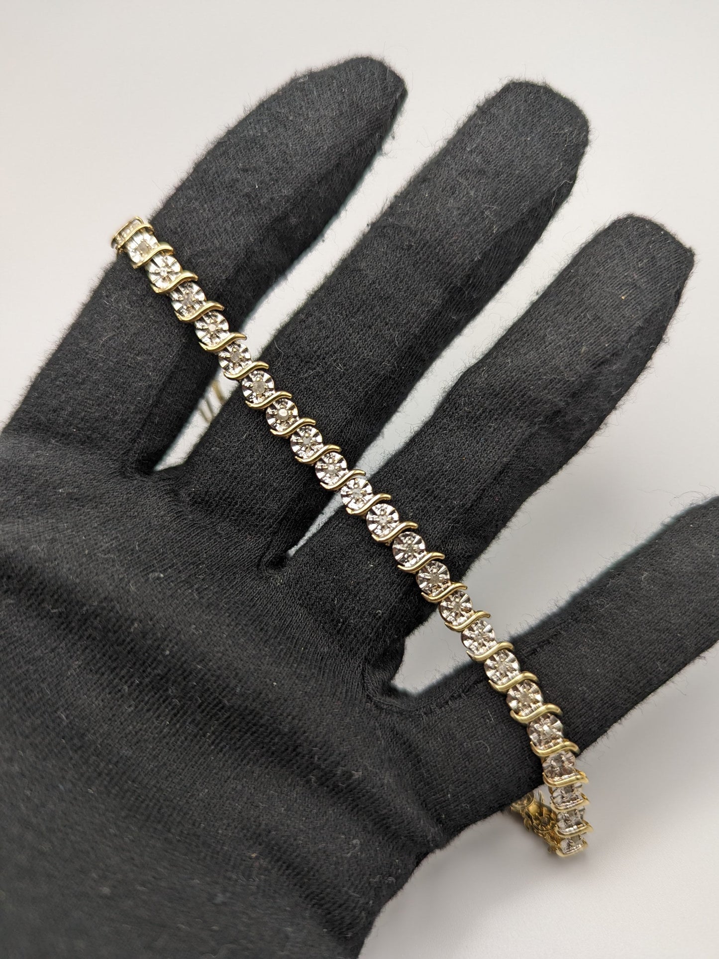 10k Yellow White .85ct Diamond Tennis Bracelet Solid Two Tone Gold S Design Diamond Bracelet.