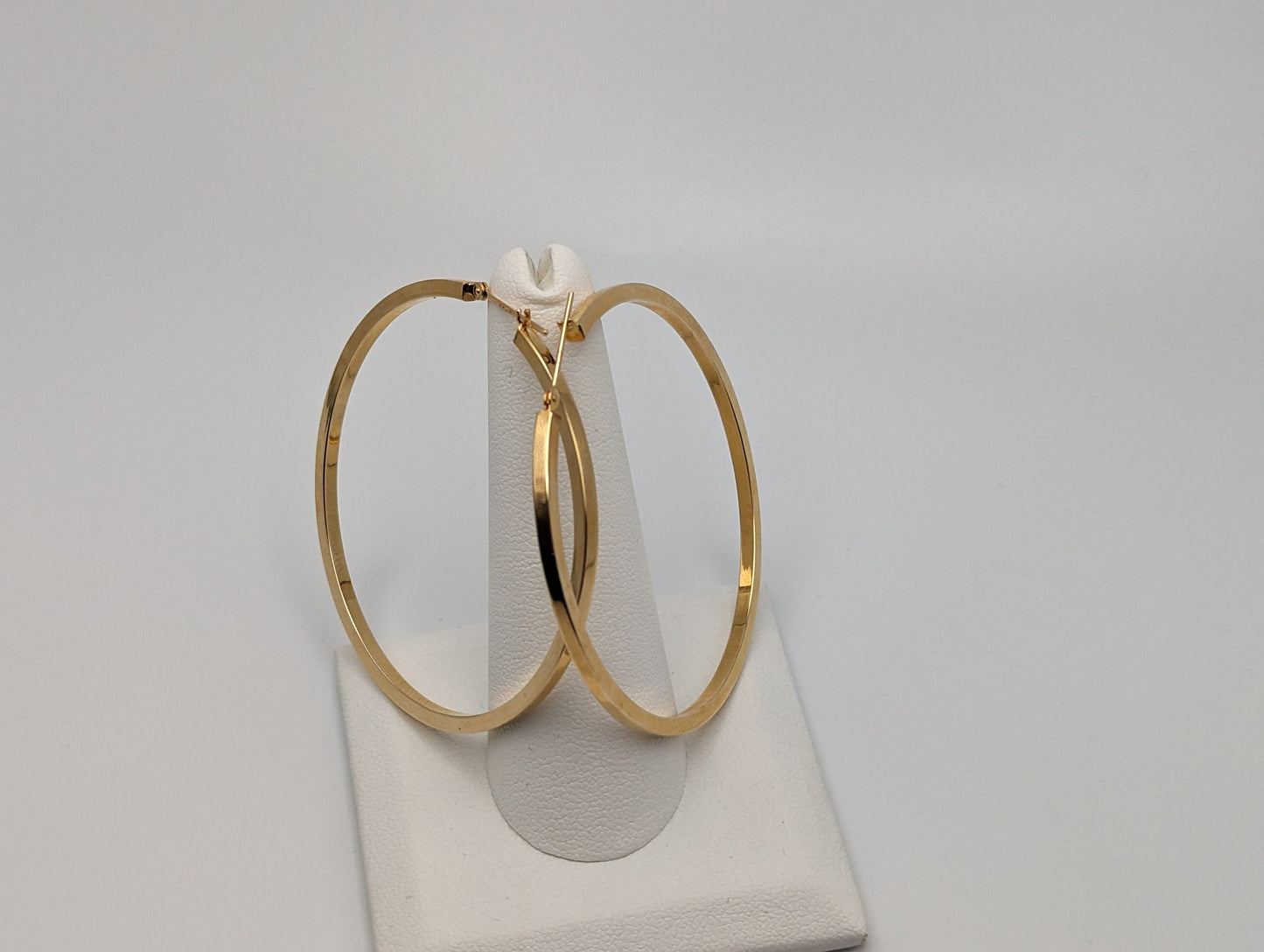 Large 2" 14k Gold 50 mm Hoop Earrings. XL Hoop Earrings Real Solid 14K Yellow Gold. Solid Gold Hoops.