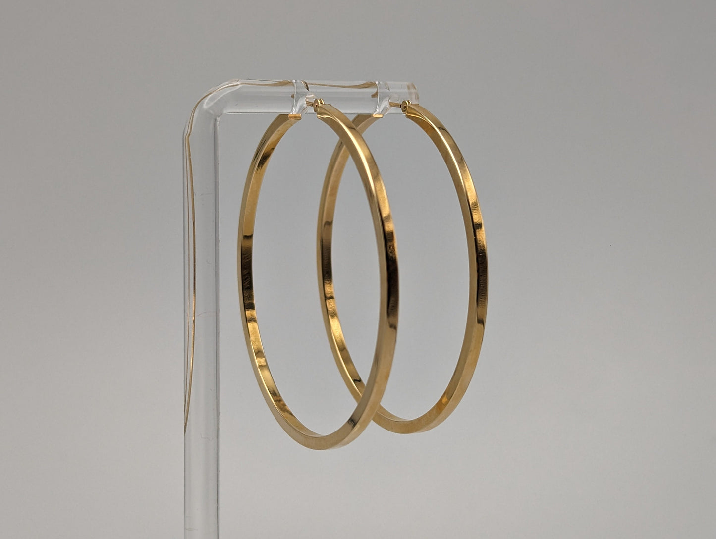 Large 2" 14k Gold 50 mm Hoop Earrings. XL Hoop Earrings Real Solid 14K Yellow Gold. Solid Gold Hoops.