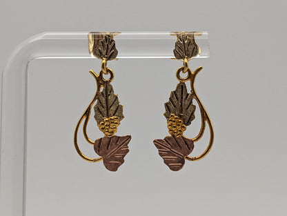 10k 12k Black Hills Gold Traditional 10k Gold Vine Dangel Earrings Rose Gold Black Hills Gold Trio Gold Vine Leaf Earrings
