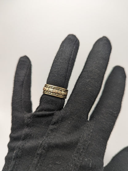 10k 12k Signet Ring 9mm Wide Wedding Band Black Hills Gold Vine Leaf Statement Engagement