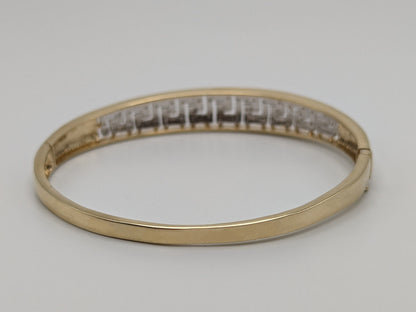 10K Heavy 12.6 gr Gold 9.0 Greek Key 0.25 ct Diamond Bangle Bracelet 7.5" 10k Solid Gold