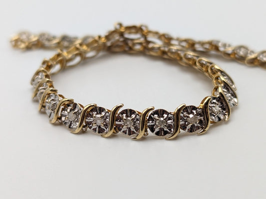 10k Yellow White .85ct Diamond Tennis Bracelet Solid Two Tone Gold S Design Diamond Bracelet.