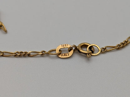 14k Heart Curb Link Ankle Bracelet 9" Yellow Gold Ankle Bangle 14k Heart Bracelet
