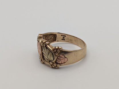 Heavy 10k 12k Black Hills Gold Ring Multi-tone Gold Black Hills Signet Statement Wedding Band