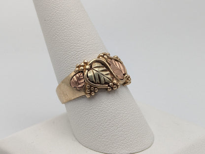 Heavy 10k 12k Black Hills Gold Ring Multi-tone Gold Black Hills Signet Statement Wedding Band